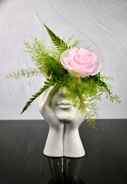 Pause - Light Green Air Fern with Rose