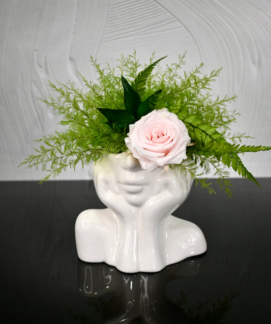 Ponder - Light Green Air Fern with Rose